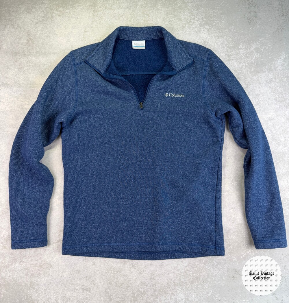 Columbia Small Blue Quarter Zip Pullover Fleece Sweatshirt